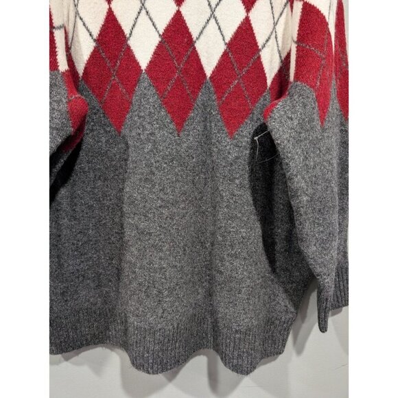 NWT Torrid Women's Gray Red Pullover Argyle Colorblock Sweater Super Soft Sz 2X - Picture 4 of 16